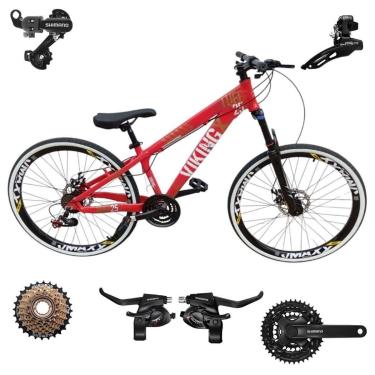 Imagem de Bicicleta 26 VikingX Tuff25 21v Index Freeride Shimano Disco Mecânico Pneu Slick Fino FX 1.50-Unissex