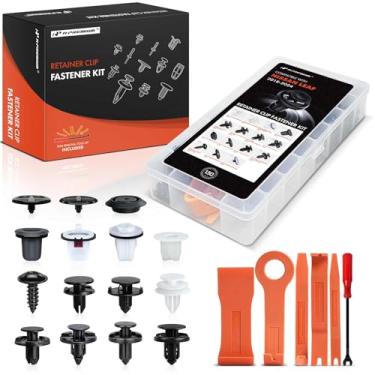 Imagem de A-Premium Kit de clipes de retenção de carro 150 peças (15 tamanhos) compatível com Nissan LEAF 18-24, para-choque dianteiro, para-choque traseiro, guarnição da porta, capô, pino de pressão automático
