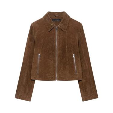 Imagem de Jaqueta Casual De Inverno Feminina Em Camurça Com Zíper E Bolsos Moda 