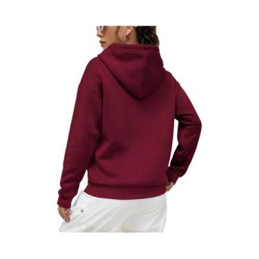 Imagem de Moletom Feminino De Cor Sólida Com Capuz E Bolsos, Casual, Streetwear,
