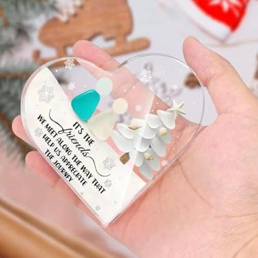 Imagem de Presentes inspiradores para amigos, mãe, irmã, menina, colega de trabalho, cristãs, placas e placas decorativas de acrílico de Natal, 9 x 8 cm acessórios de mesa de escritório decoração (floco de neve