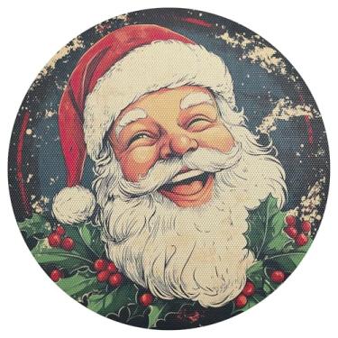 Imagem de xigua Jogo americano redondo de Natal Papai Noel, conjunto de 4, tapete de mesa redondo antiderrapante resistente ao calor, tapetes de mesa de 48 cm para decoração de cozinha, jantar e festa