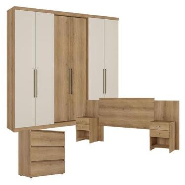 Imagem de Guarda Roupa Casal Passione Ultra 6 Portas Capuccino Off White com Côm