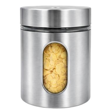 Imagem de Pote De Vidro e Inox 600ml Com Visor Ideal Para Cozinha - EM CASA TEM