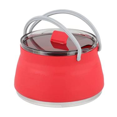 Imagem de Lljsszr Panela Dobrável de Silicone para Camping, Utensílio de Cozinha, Chaleira Dobrável, Leve, para Camping, Caminhadas E Piqueniques Ao Ar Livre, vermelho
