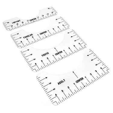 Imagem de Naroote Ferramenta de Alinhamento de Régua de Camiseta para Design de Vestuário Personalizado, Régua de Costura de PVC Transparente para Adultos Jovens Crianças Infantis, 4 Peças