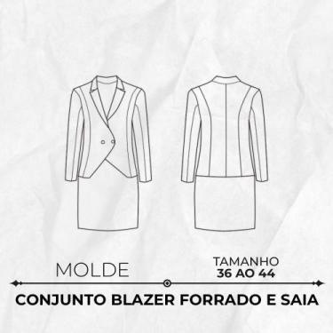 Imagem de Molde conjunto blazer forrado saia lápis by Wania Machado, Único