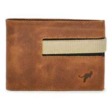 Imagem de Carteira Masculina Slim Porta Cartao Com Fecho De Elástico Couro Legít