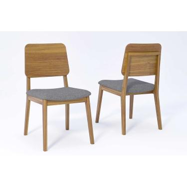 Imagem de Cadeira Sala de Jantar Ipe Kit 2 Un Carvalho/Linho Grafite - Cimol