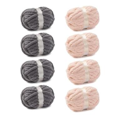 Imagem de bearberry Fio de chenille jumbo, super volumoso 6 - pelúcia extra e não irrita a pele para cobertores de malha grossos, tricô de braço e crochê, pacote com 8 (226 g/25 m por novelo), lavável na