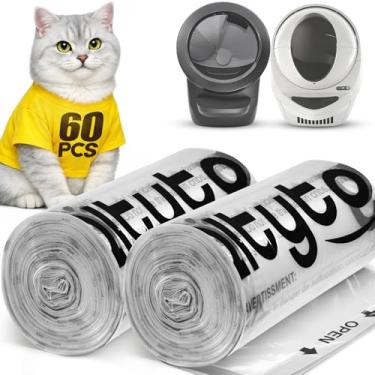 Imagem de 60 sacos de areia para gatos compatíveis com robô de areia 4 e 3, substituição de sacos de lixo autolimpantes, sacos de lixo, capacidade de 9 a 11 galões, resistente, transparente, fácil de retirar