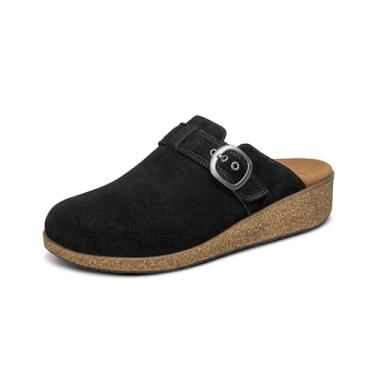 Imagem de Orthofeet Tamancos femininos ortopédicos de couro para alívio da fascite plantar, Preto, 38