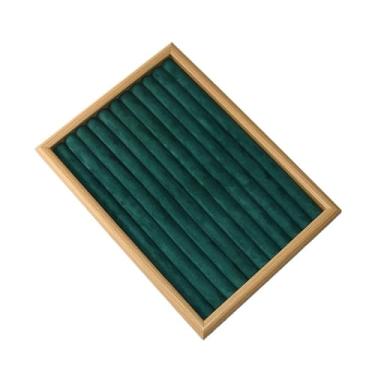 Imagem de Suporte de exibição de joias, suporte de joias de madeira verde escuro, bandeja de anel, pulseira, brinco, brincos de grampo, organizador de suporte de joias (grande)