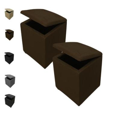 Imagem de Kit 2 Puffs Baú Assento Estofado Sapateira Guarda Volume - Estilo Deco