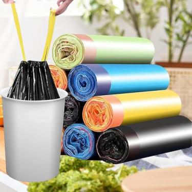 Imagem de 150 sacos de lixo coloridos grandes com cordão - sacos de lixo grandes extragrossos sem cheiro forros de cesta de lixo de plástico forte para cozinha, carro, escritório, cor aleatória (50 x 44 cm)