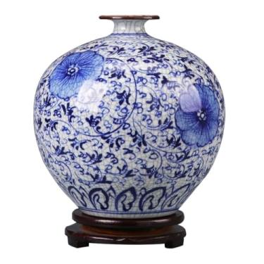 Imagem de KEG801302 Vasos para flores cerâmica chinesa pintada à mão vaso de porcelana ornamento sala de estar arranjo de flores retrô decoração de casa vaso decorativo para casa