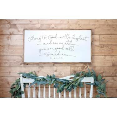Imagem de Pôster em tela, cartaz de placa de Natal, Glória a Deus no sinal mais alto, decoração de parede, arte em tela, pintura, imagem, arte, casa, decoração de Natal para sala de estar, quarto, sem moldura