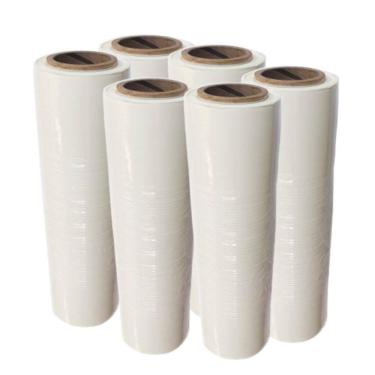 Imagem de Bobina Filme Stretch Branco Manual 50Cm 24Kg Kit 6 Bobina