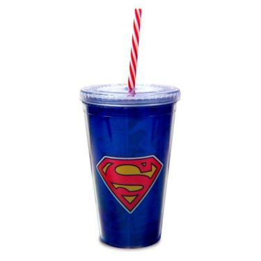 Imagem de Copo com Canudo Logo Superman DC Comics 450ml - Tasco Inport