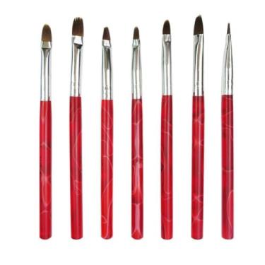 Imagem de Dioche Conjunto de Caneta Pincel para Arte Em Unhas, Cabo de Madeira Profissional, Kit de Ferramentas para Pintura de Manicure, para Salão de Beleza, Uso Doméstico, 7 Peças de Pincéis