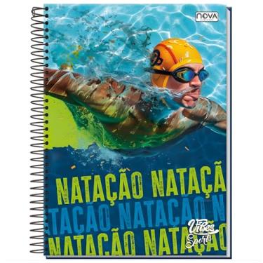 Imagem de Caderno Universitário 240 Folhas Espiral 15 Matérias Capa Dura Sports/Futebol/Natação/Bike/Esportes – Anotações, Escola, Faculdade e Escritório (Linha Premium). (Natação)