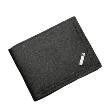 Imagem de Carteira masculina, elegante e fina, multicartão, carteira de grande capacidade para homens jovens, adequada para negócios, feita de couro macio, Preto, Clássico