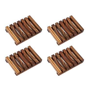 Imagem de AMONIDA Conjunto de Saboneteira de Bambu Premium, Saboneteira Forte de Resistência à água para Pia de Chuveiro, Pacote de 4 Saboneteiras