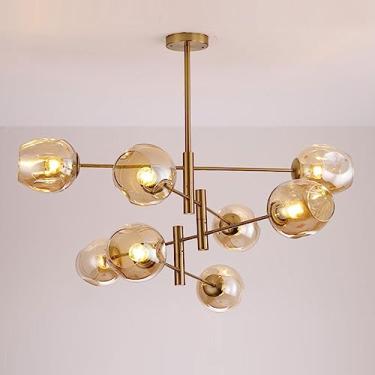 Imagem de Luminária pendente de vidro irregular com várias lâmpadas, luminária suspensa criativa para interiores, ideal para sala de estar, quarto, sala de jantar, lustre de teto para decoração de cas