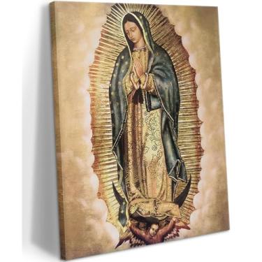 Imagem de Retrato de Nossa Senhora de Guadalupe Arte de Parede Lamina enmarcada de Nuestra Señora de Guadalupe Quadro de Pintura Decoração de Parede Religião Pôster Católico Arte para Quarto de Altar Tela 30 x