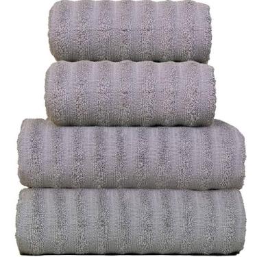 Imagem de Jogo de Toalhas Fio Penteado Gigante 4 Peças Super Macia (Prata)