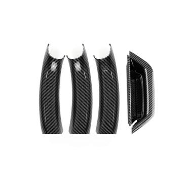 Imagem de Compatível com BMW X3 X4 F25 F26 2010 2011 2012 2013 2014 2015 2016 Maçaneta interna da porta do carro Painel de tração Tampa ABS Textura de carbono/Preto/Bege(Carbon 4pcs)