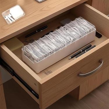Imagem de Caixa organizadora de cabos com tampa, organizador de cabos para carregamento, fios USB, fones de ouvido, organização de gaveta de mesa para casa e escritório (transparente)