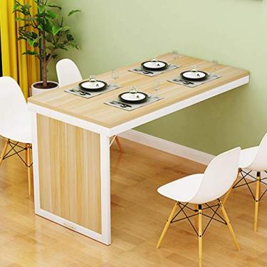 Imagem de Mesa de jantar dobrável de parede dobrável para pequenos espaços MDF multifuncional mesa de escritório em casa simplicidade moderna economia de espaço (nogueira) 80 * 50 * 75 cm)