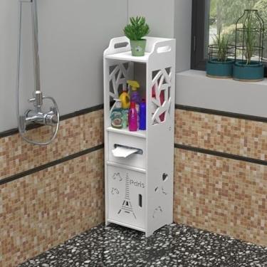 Imagem de Armário de Armazenamento para Banheiro à Prova d’Água – Prateleira Organizadora de Parede Multiuso(Armário lateral para banheiro)