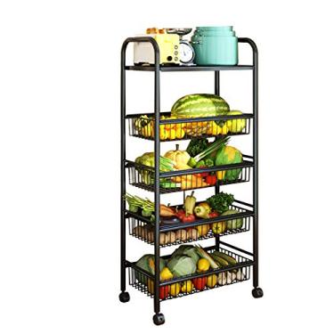 Imagem de Carrinho de prateleira de cozinha de metal com cesta de malha removível, unidade organizadora durável para lavanderia, banheiro, sala de estar, despensa (tamanho: 50 × 32 × 80 cm, cor: 3 níveis) (5