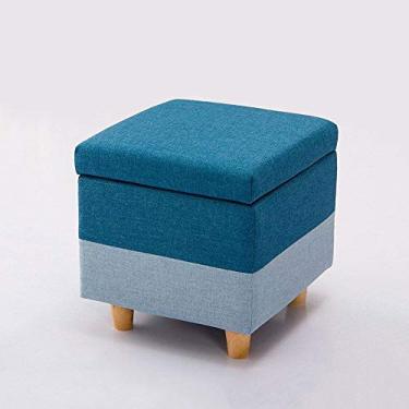 Imagem de Banqueta de madeira maciça para casa sala de estar banco de armazenamento criativo multifuncional tecido troca de sapatos banco de armazenamento (cor: A) (B)