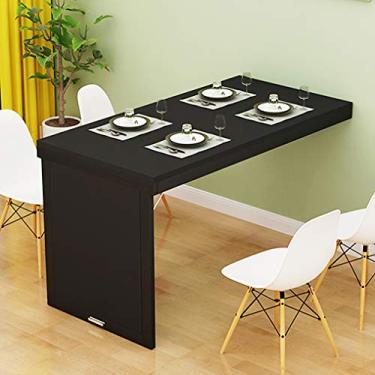 Imagem de Mesa de jantar dobrável de parede dobrável para pequenos espaços MDF multifuncional mesa de escritório em casa simplicidade moderna mesa de computador economia de espaço (preto (b) 80 * 50 * 75 cm)