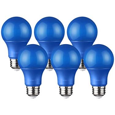 Imagem de TORCHSTAR Lâmpadas LED A19 azul, base E26 8W 120V lâmpadas coloridas para luminárias internas e externas, decoração de Halloween, luminária de chão, sala de estar, decoração de festa, listado na UL