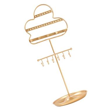 Imagem de Cabides de metal, suporte de armazenamento de joias de ferro, suporte de joias, organizador de joias de mesa, torres de joias para loja doméstica, cabide de roupas de metal dourado (dourado)