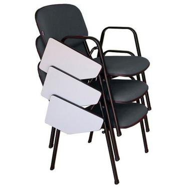 Imagem de 03 Cadeiras Escolar Universitária Linha Hotel Auditório Cinza