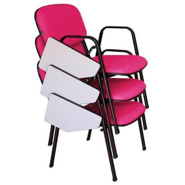 Imagem de 03 Cadeiras Escolar Universitária Linha Hotel Auditório Rosa