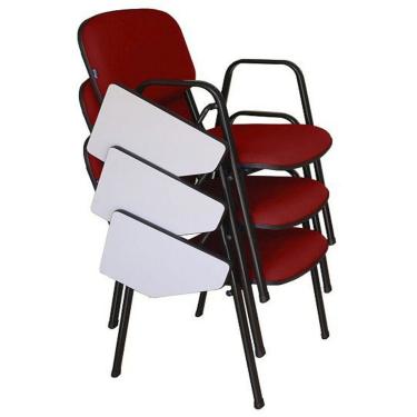 Imagem de 03 Cadeiras Escolar Universitária Linha Hotel Auditório Vermelho