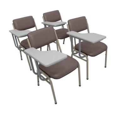 Imagem de Kit com 4 Cadeiras Escolar Universitária para Auditórios Linha Hotel Smart Marrom