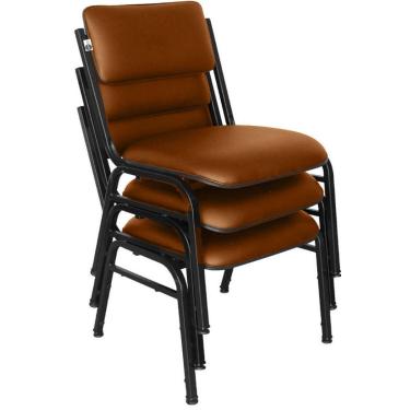 Imagem de Kit com 3 Cadeiras para Auditórios Linha Hotel Smart Marrom