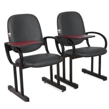 Imagem de 02 Cadeiras Escolar para Auditório e Escolas com Prancheta Linha Dallas Auditório Marrom