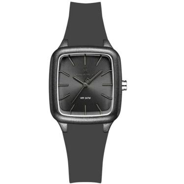 Imagem de Relogio Feminino Design Quadrado Casual Simples Impermeavel Pulseira Silicone Cinza