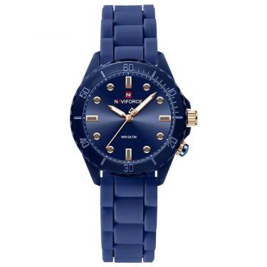 Imagem de Relógio De Quartzo Feminino Design Casual Pulseira De Silicone 5atm à Prova D´agua Azul