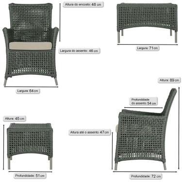 Imagem de Jogo Sofá E 2 Poltronas E Mesa Igapó Fendi E7 Trama Original Verde