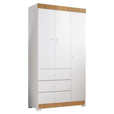 Imagem de Guarda Roupa Infantil Duda 3 Portas E 3 Gavetas Branco/carvalho - Phoenix Baby