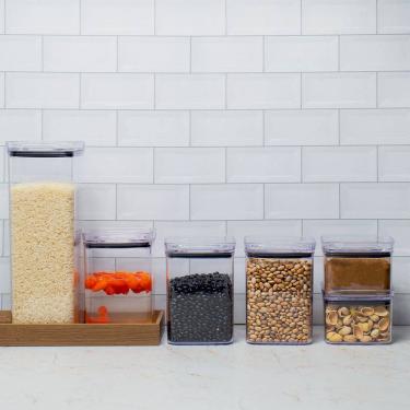 Imagem de Kit 6 Potes Hermético Transparente Quadrado Para Porta Mantimento Cozinha